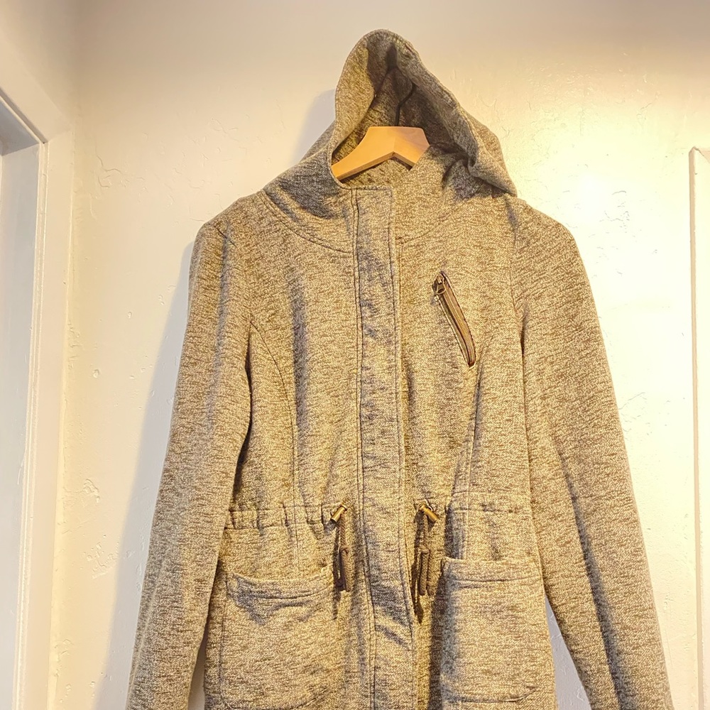Merona Womens Medium Hooded Full Zip and Snap Knit Jacket Pockets Size: M